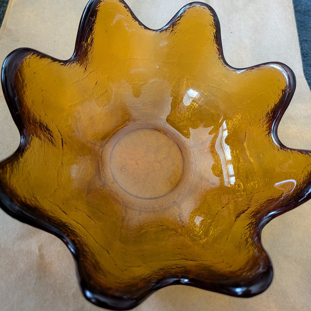 Blenko Amber Glass Petal Bowl